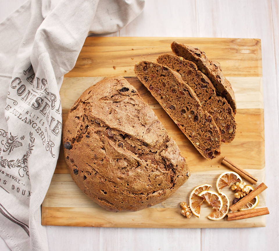 Whole Grain Rye Spelt Sourdough with Raisins And Walnuts Beets Bones